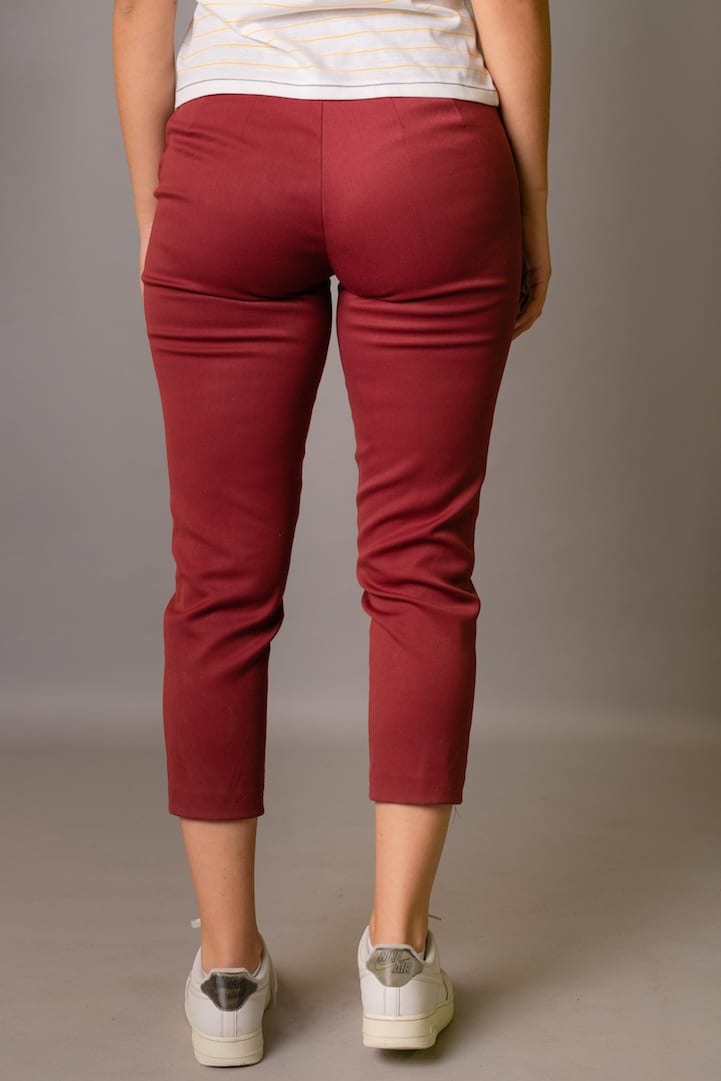 WINE HIGH WAISTED STRETCH TROUSERS - Tola Vintage