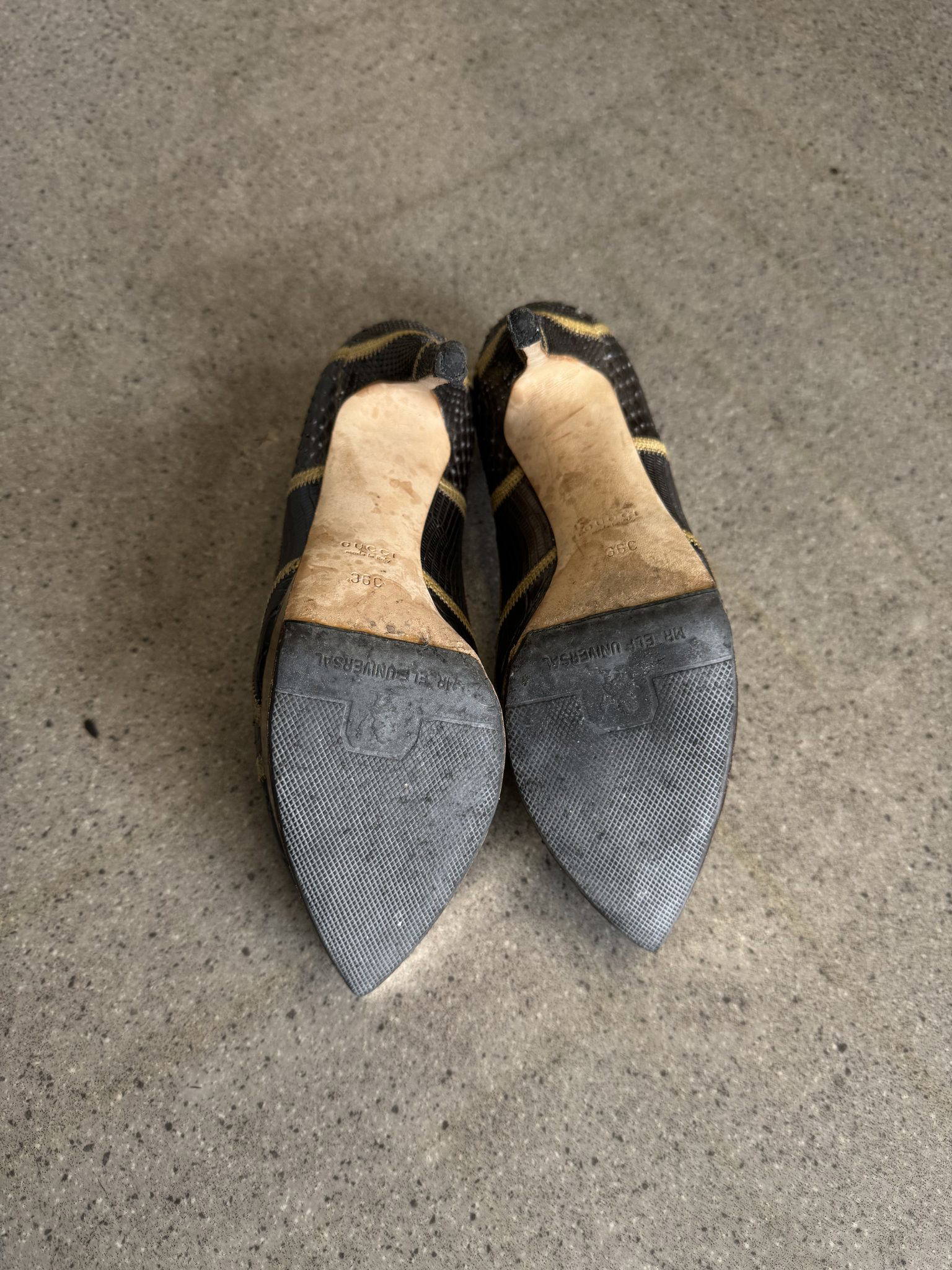 Gucci two Tone Python and Croc Leather Pointed Toe Platform Pumps(uk3) - Image 5