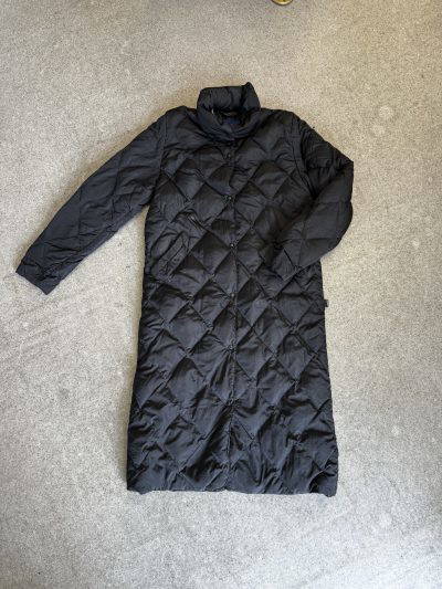 Moncler black puffer long jacket (uk12)