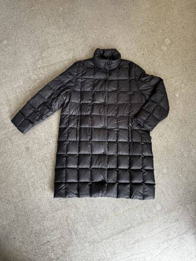 Moncler black puffer long jacket (uk16)