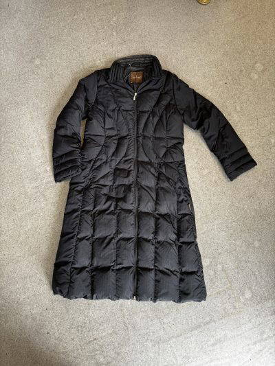 Moncler black puffer long jacket (uk12/14)