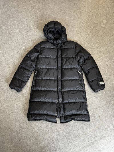 diesel black puffer long jacket (uk10)
