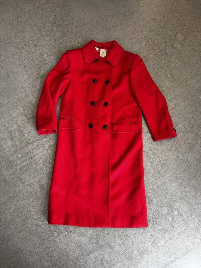 Celine red 100% WOOL long jacket (uk12/14)