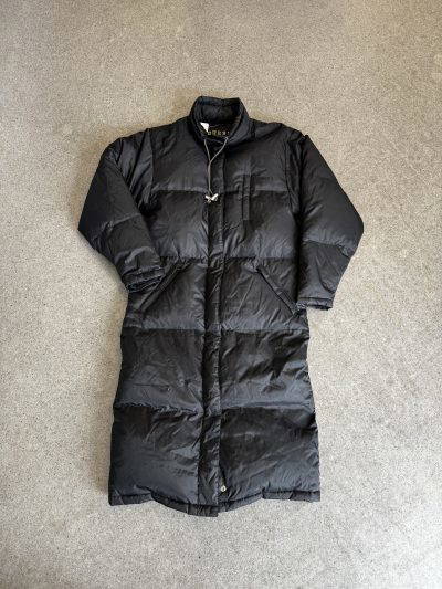 guess black puffer long jacket (uk10/12)