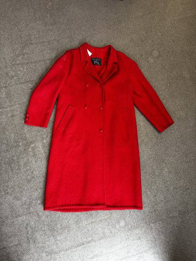 Burberry red long 100% WOOL jacket (uk14)