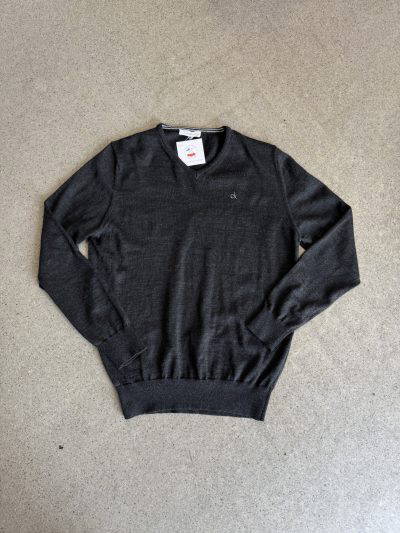 Calvn Klein v-neck GREY 50% WOOL Jumper (S)