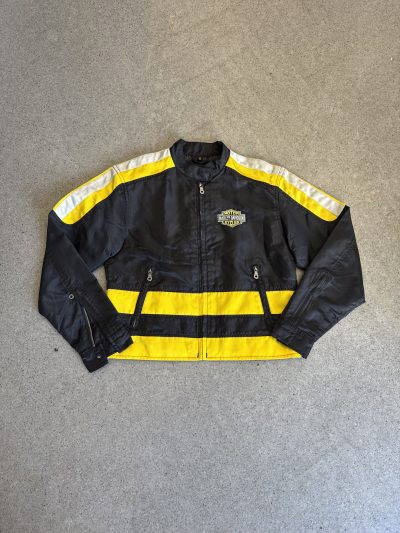 Harley Davidson black and yellow padded jacket (uk10/12)