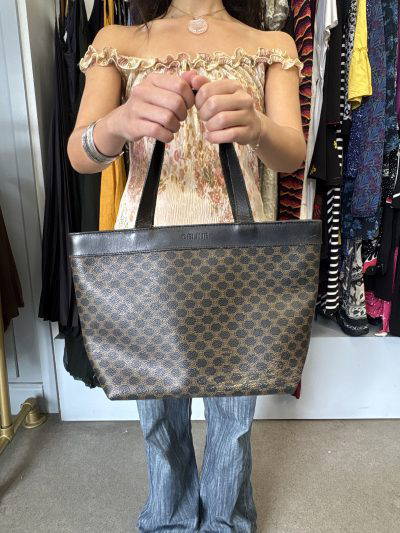 CELINE Macadam Triomphe Canvas Zip Tote Bag - 1996