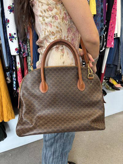 CELINE Macadam Triomphe Curved Top Handle Boston Satchel-1994