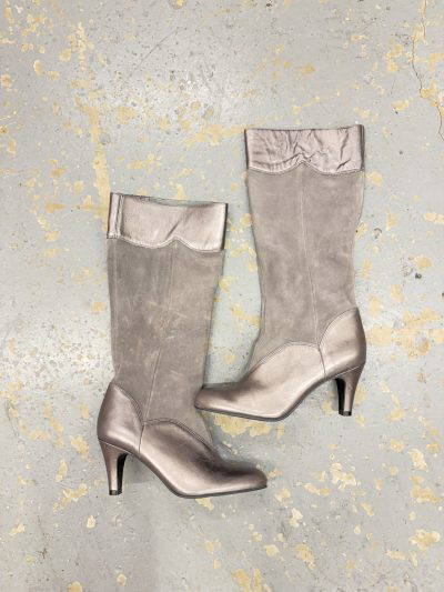 80s heeled GREY SUEDE boots-MADE IN BRAZIL (UK5)