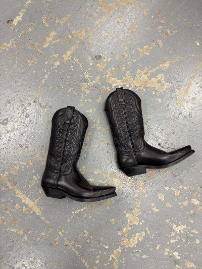 MAYURA HANDMADE black cowboy leather boots (UK4)