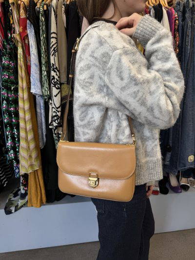 Celine Smooth Leather Triomphe Flap Box Bag-1980s