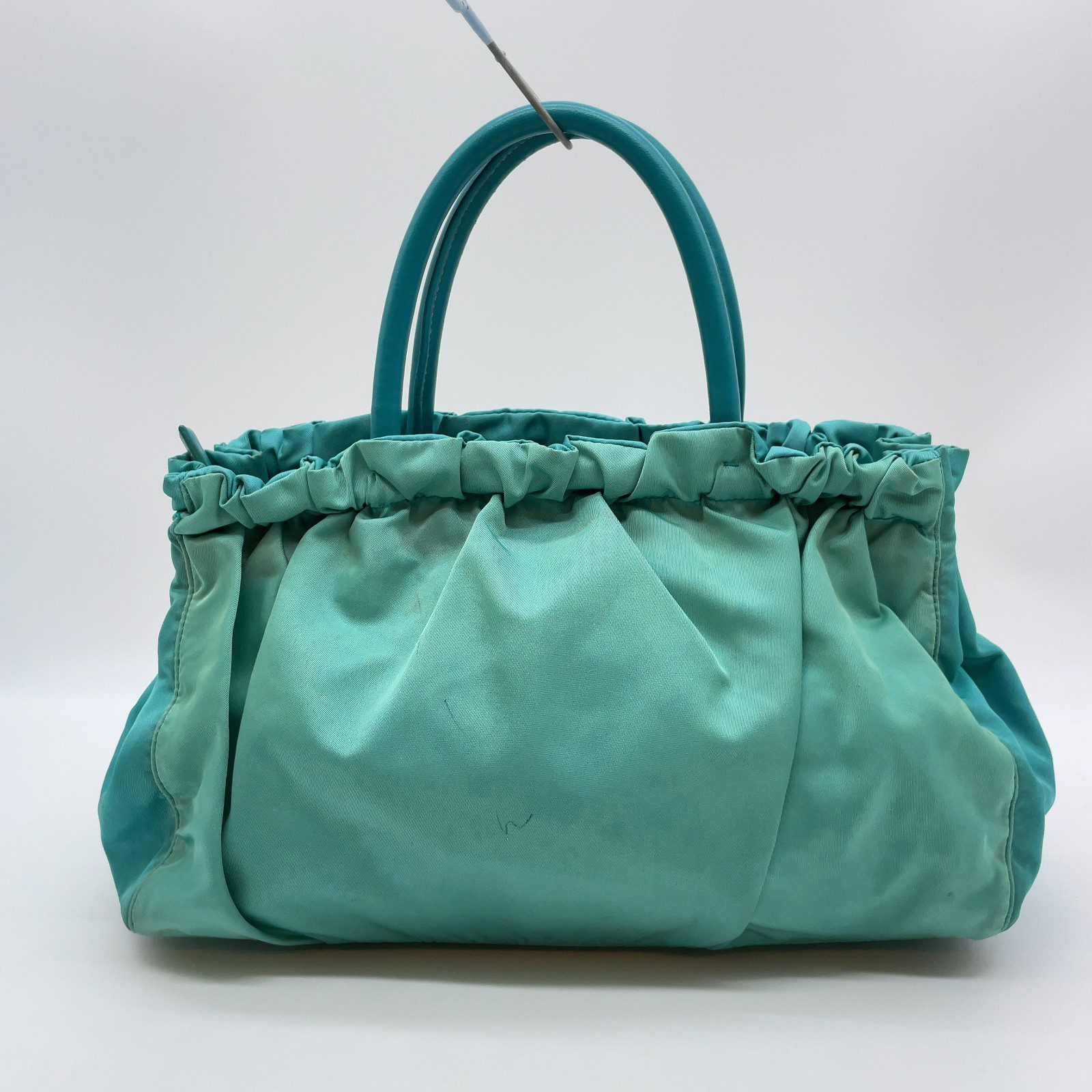 PRADA Tessuto Fiocco Gathered Bow 2-Way Satchel in Turquoise Mid-late 2000’s - Image 7