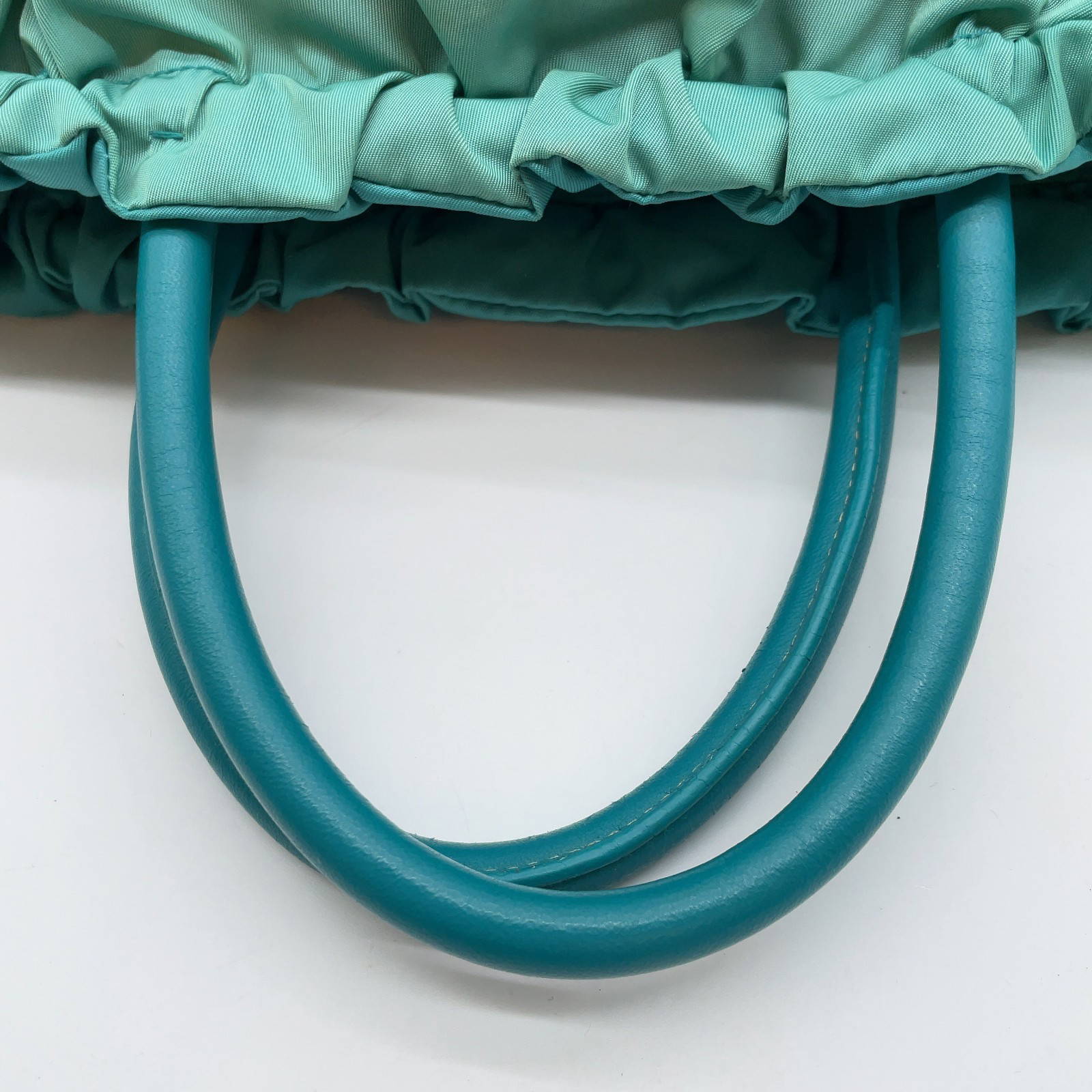 PRADA Tessuto Fiocco Gathered Bow 2-Way Satchel in Turquoise Mid-late 2000’s - Image 8